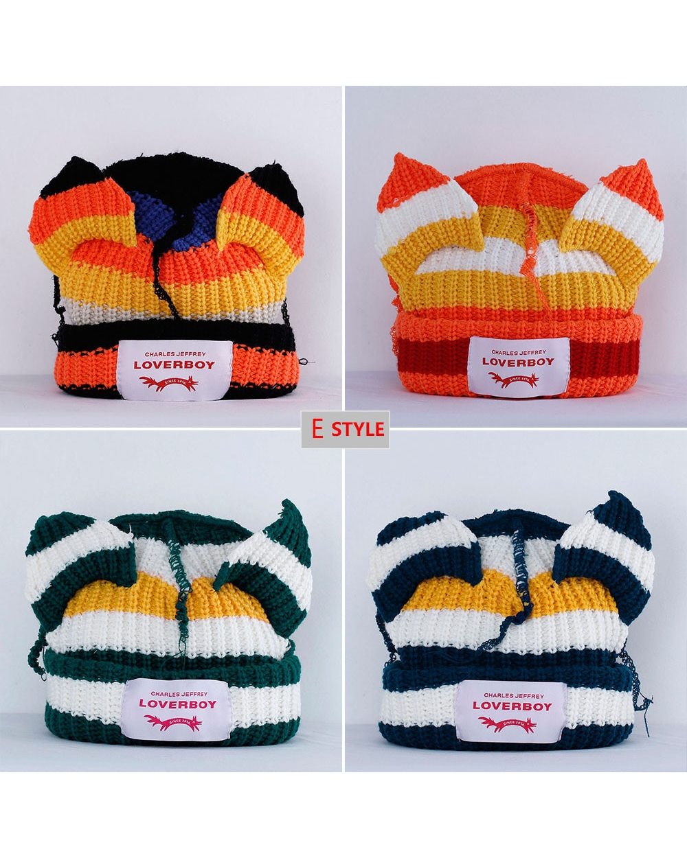 2022 Winter Skullies Cute Women Long Ears Fox Hat Crochet Knitted Hat Costume Beanie Hats Women Christmas Gift Hip-Hop front-5
