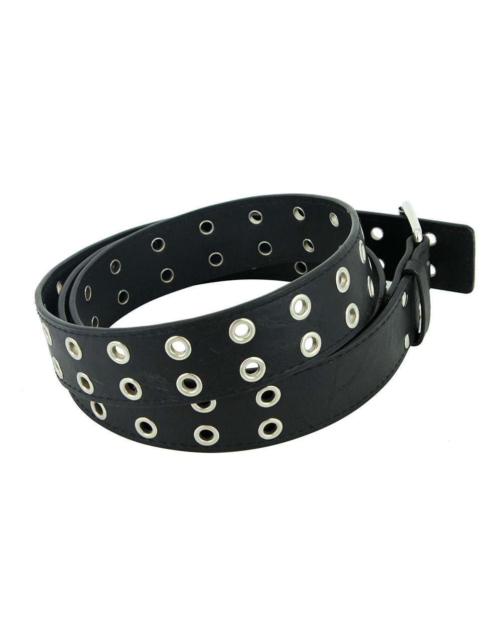 Fashion Women Punk Chain Belt Adjustable Black Doublesingle Eyelet Grommet Metal Buckle Leather Men Waistband For Jeans front-4