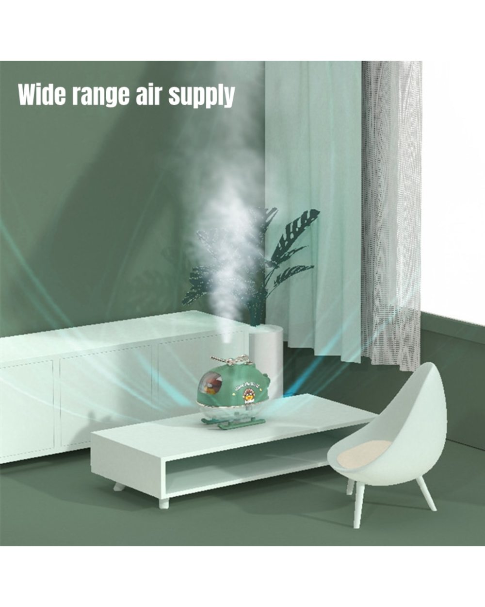 Mini Cartoon Helicopter Aroma Air Humidifier Usb Electric Essential Oil Diffuser With Warm Night Light For Car Office H front-1