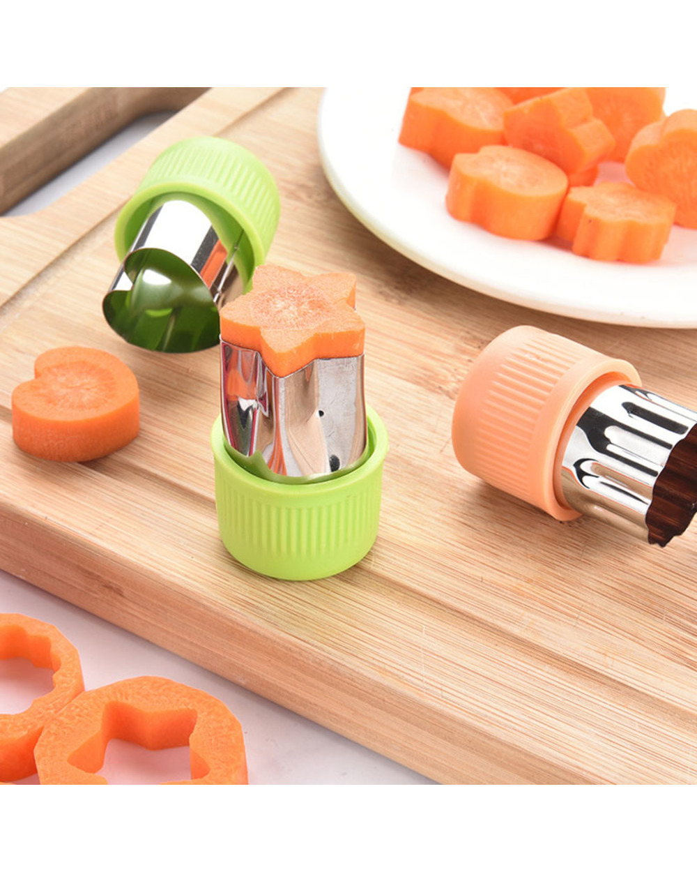 Vegetables Shape Cutter Plastic Handle 3Pcs Portable front-2