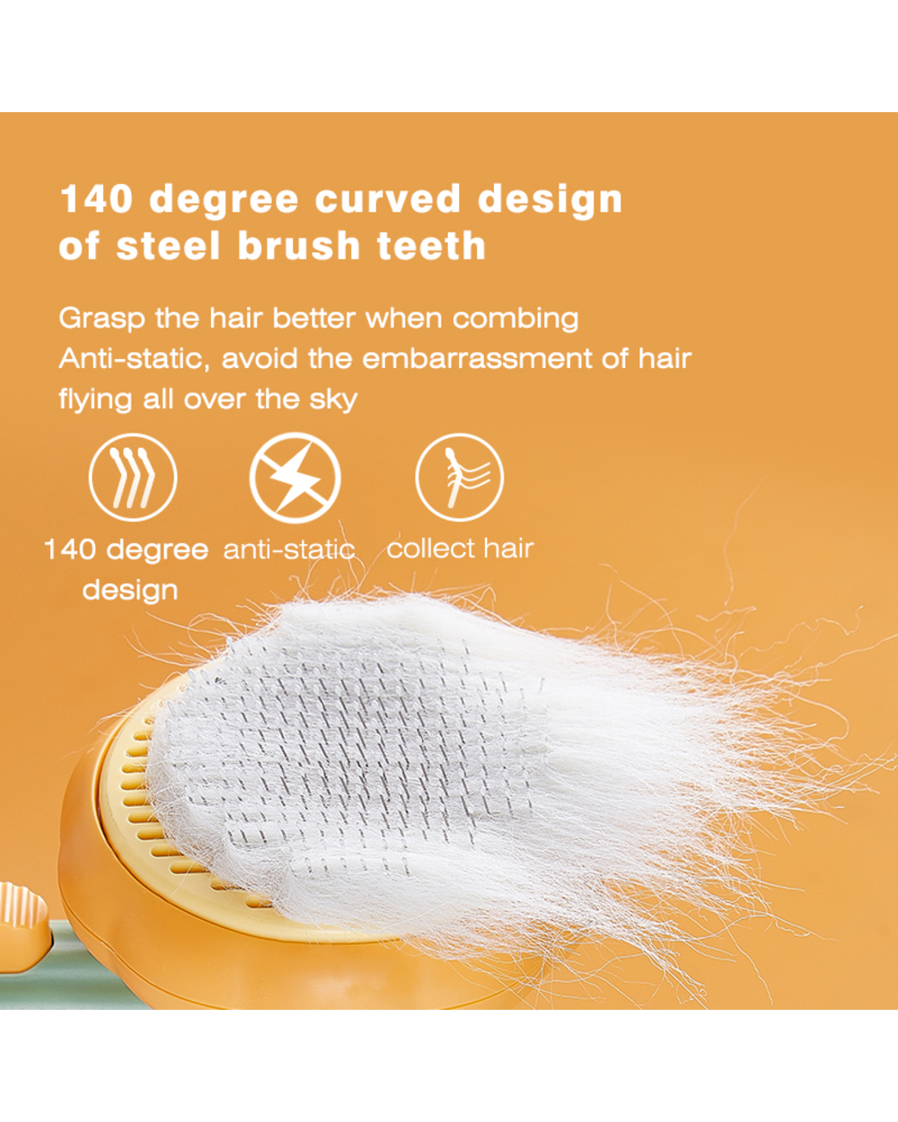 Self Cleaning Slicker Brush for Shedding Dog Cat front-3