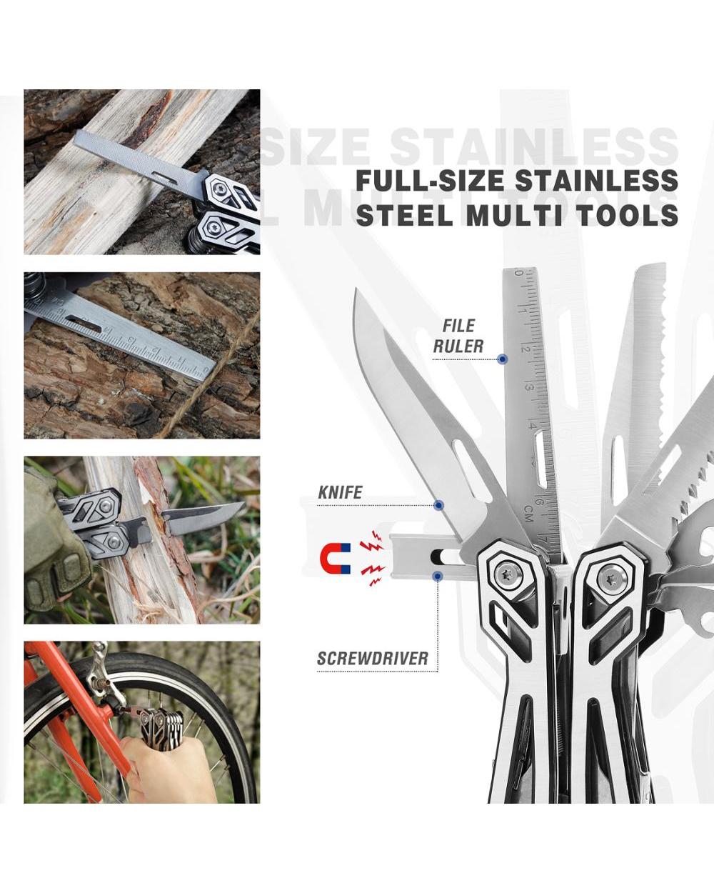MOSSY OAK 21 in 1 Multi Plier Wire Stripper Folding Plier Outdoor Camping Multitool Pocket Mini Portable Folding Pliers front-4