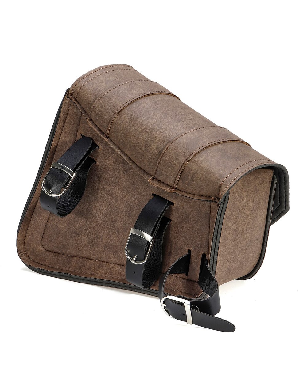 Universal PU Leather Motorcycle Saddlebag Brown front-4