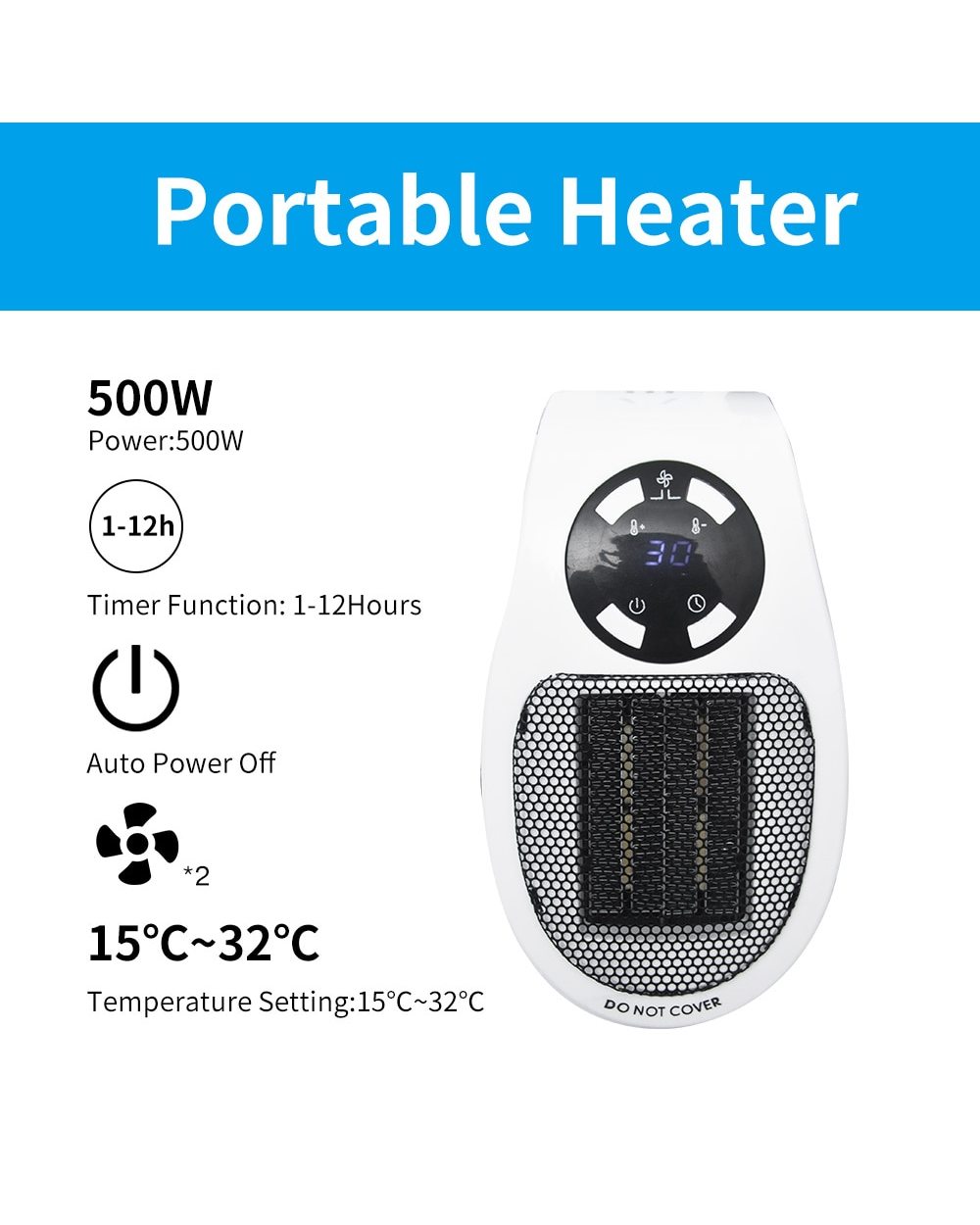 220V 500W Portable Electric Mini Fan Heater Desktop Household Wall Handy Heating Stove Radiator Warmer Machine For Wint front-1