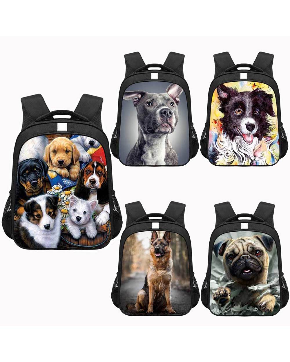 13 Inch Dog Boston Terrier Pug German Shepherd Backpack Children School Bags Backpack Boys Girls Schoolbags Kids Bookbag front-0