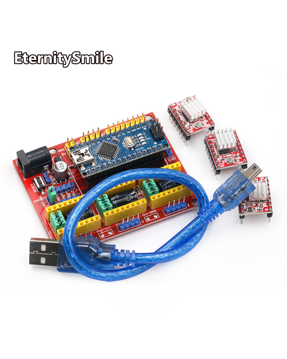 Cnc Shield V4 Engraving Machine 3D Printer+3Pcs A4988 Driver Expansion Board For Arduino Nano V3. 0 With Usb Cable Nano front-2