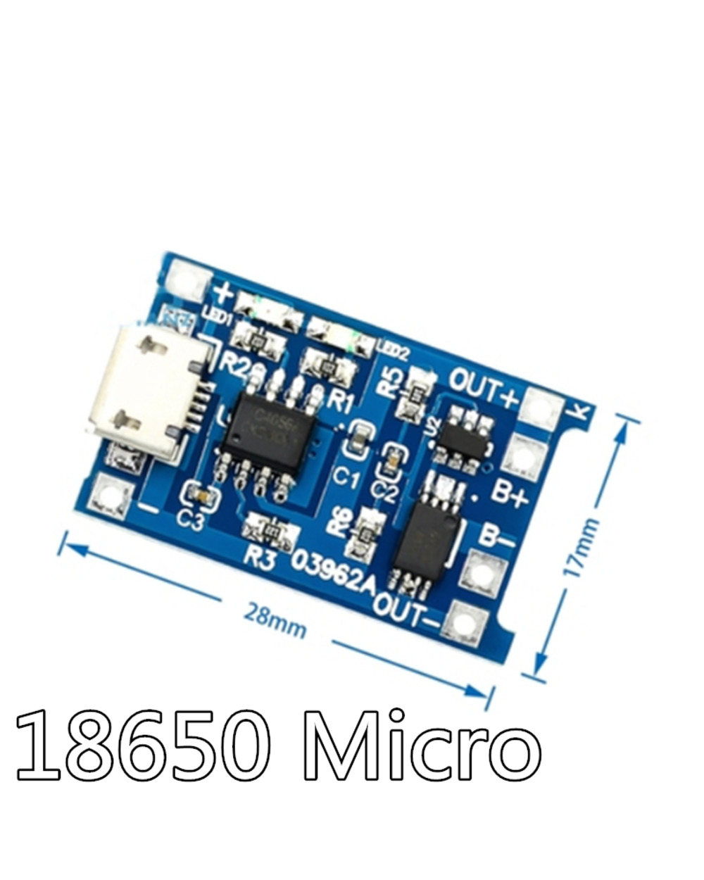 5Pcs Micro Type-C Usb 5V 1A 18650 Tp4056 Lithium Battery Charger Module Charging Board With Protection Dual Functions 1 front-2