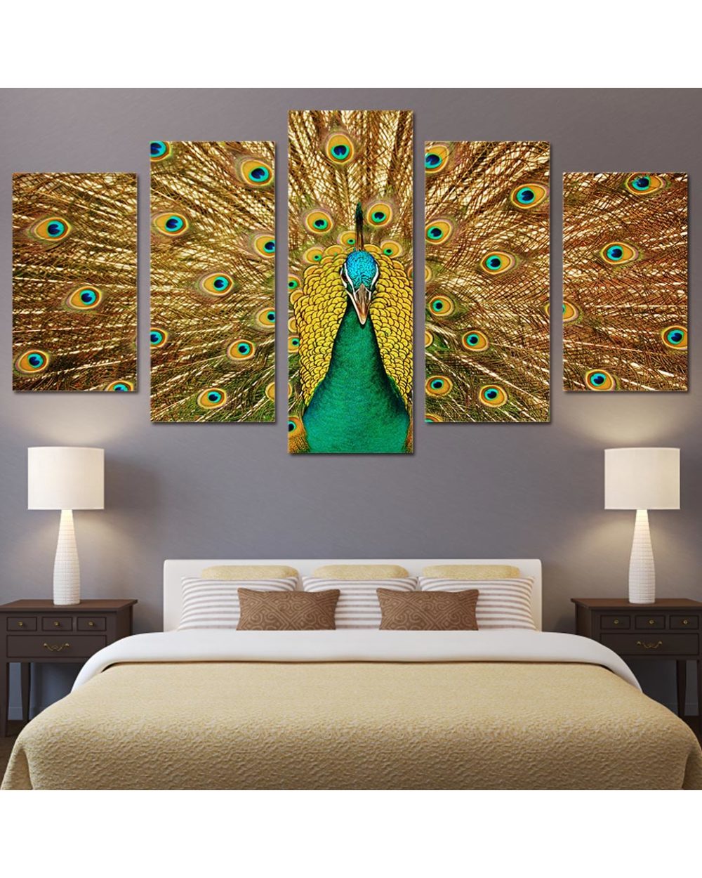 Peacock Tail Feathers Picture Animal 5 Canvas Art Wall Decor front-0