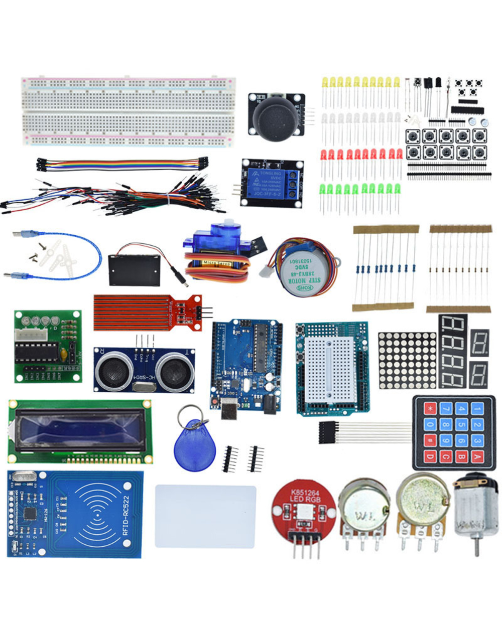 Starter Kit For Arduino Uno R3 - Uno R3 Breadboard And Holder Step Motor / Servo /1602 Lcd / Jumper Wire/ Uno R3 front-1