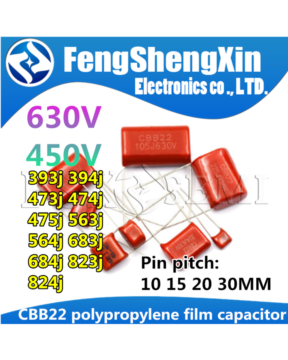 10Pcs Cbb22 Polypropylene Film Capacitor 250V 400V 0.1Uf 0.01Uf 1Uf 102J 103J 104J 105J 115J 125J 135J 154J 155J 175J front-1