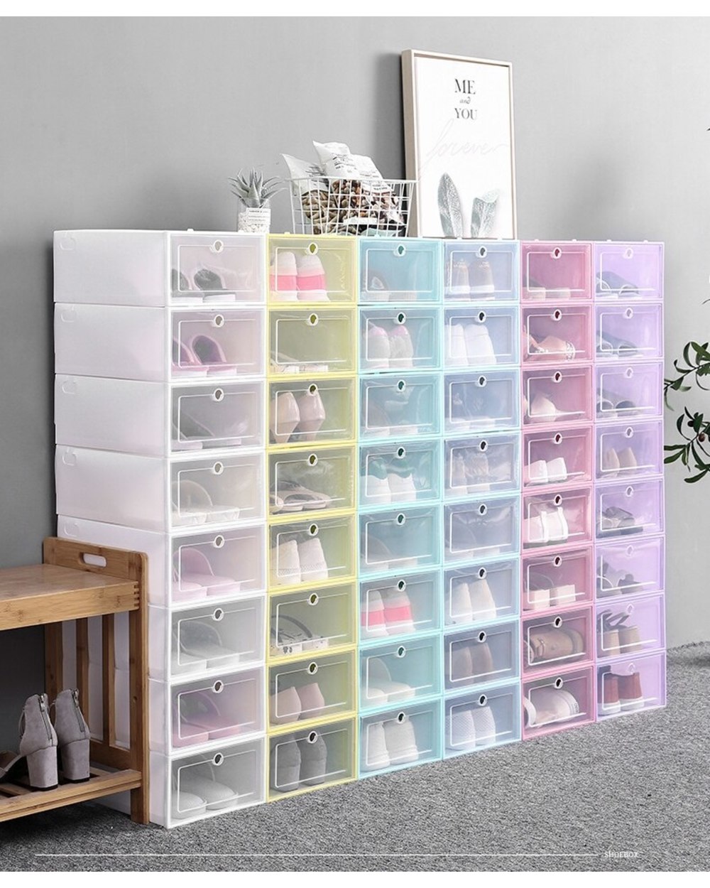12pcs Shoe Box Set Multicolor Foldable Storage Organizer Single Box front-2