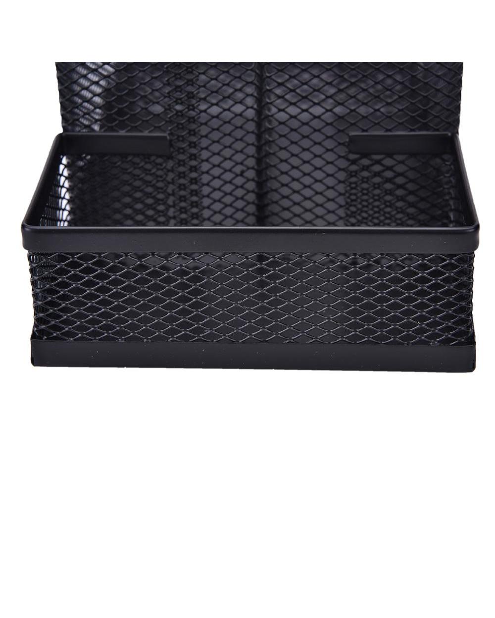 1Pc Black Metal Mesh Box Pen Pencils Holder Case Desk Stationery Storage Organizer Home Office Useful Save Space front-2