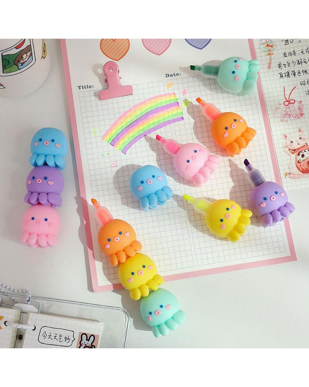 Kawaii Multicolor Assembly Octopus Fluorescent Marker Student Gift School Stationery Painting Pen Highlight Set Marker front-0