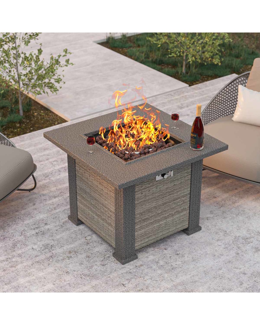 28 Inch 50000 Btu Gas Fire Pit Multi-Function Fire Pit Smokeless Combustion Fire Pit Warmth Winter Outdoor Fit 20Lb Pro front-2