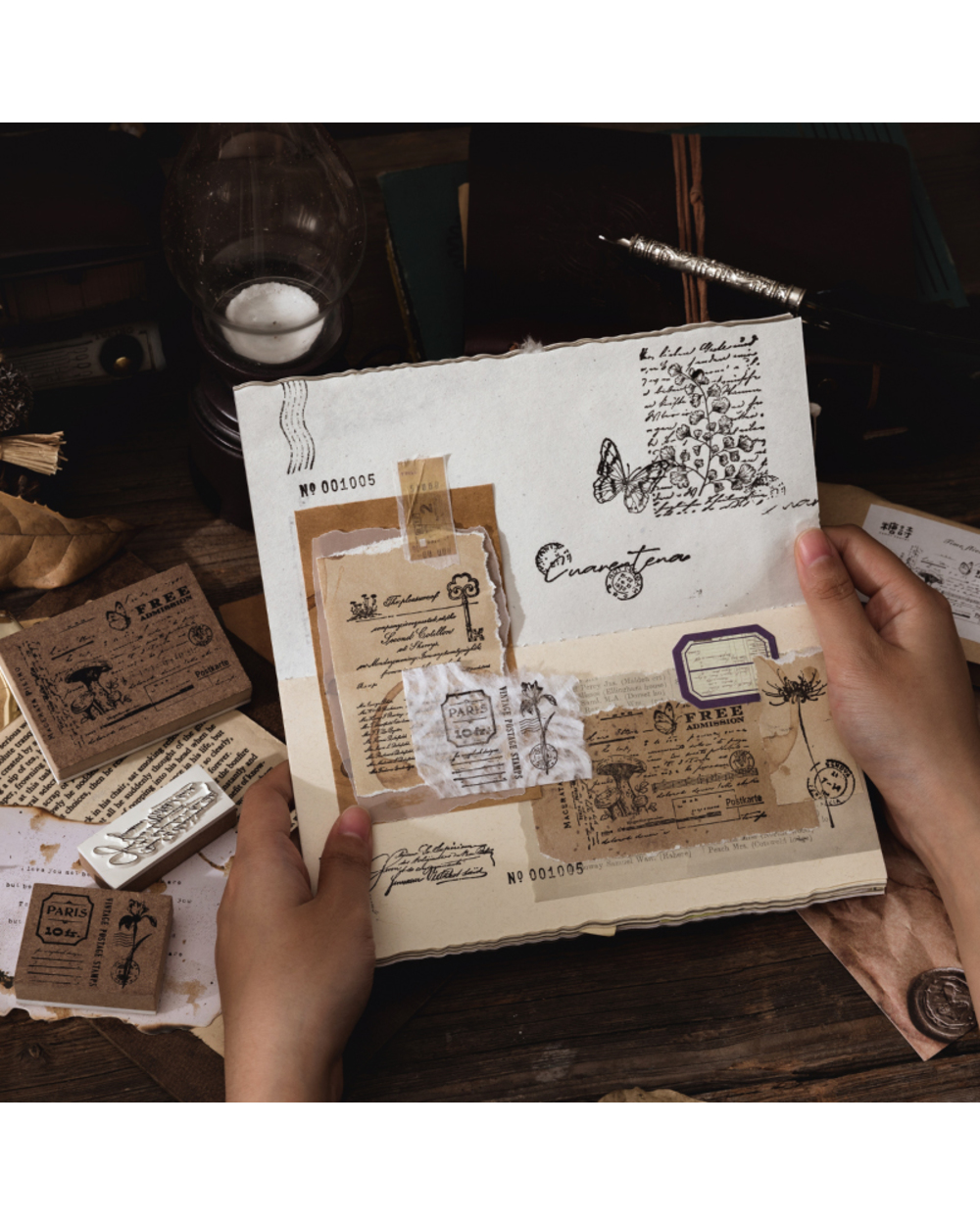 Dimi 1 Pcs Fleeting Silent Series Wooden Rubber Stamp Retro Butterfly Stamp Decor Scrapbooking Creative Craft Standard front-3