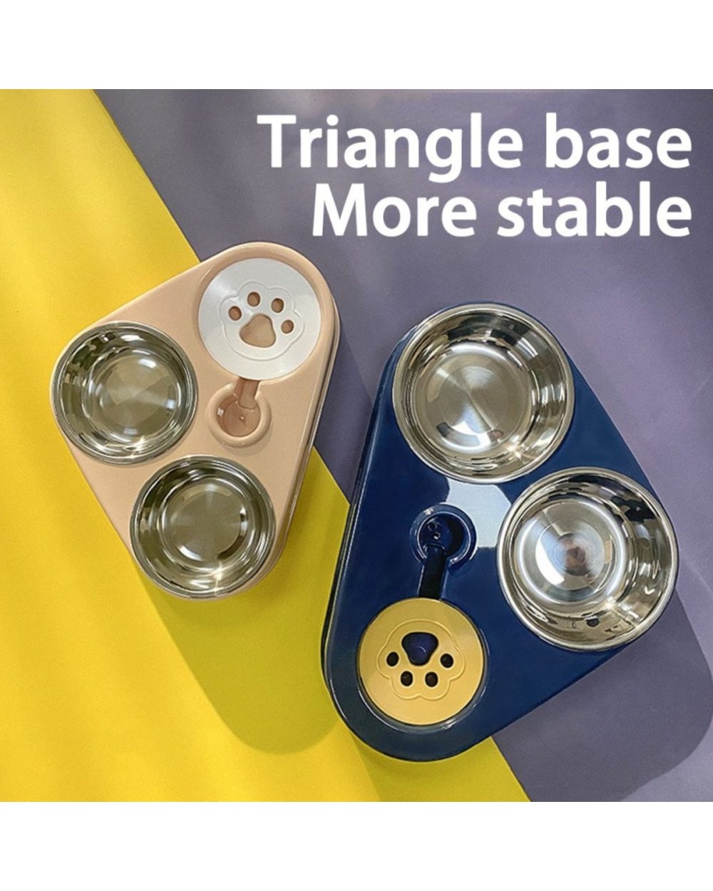 500ML Dog Bowl Cat Feeder Bowl With Dog Water Bottle Automatic Drinking Pet Bowl Cat Food Bowl Pet Steel Double 3 Bowl front-3