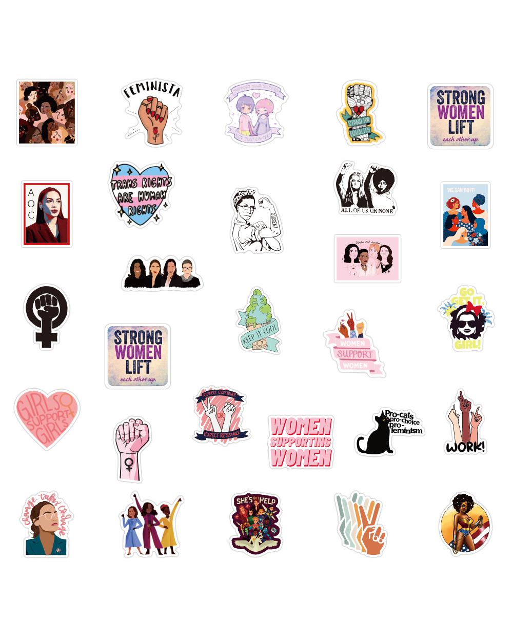 10/30/50PCS Cool Feminist Supporting Women Cartoon Graffiti Stickers Fridge Guitar Laptop Motorcycle Travel Waterproof front-4