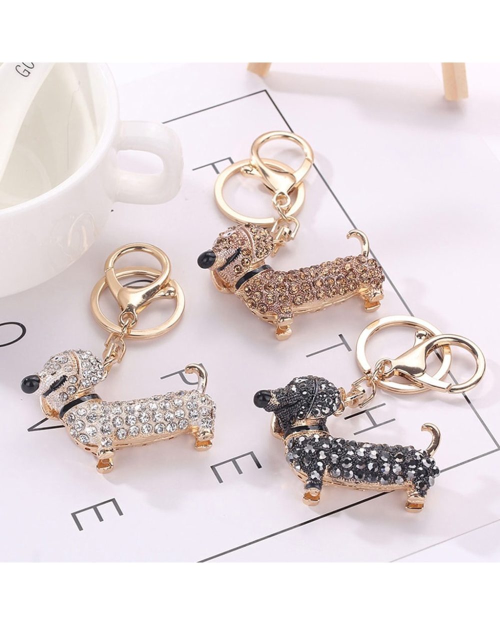 Dachshund Keychain Bag Charm Pendant Key Chains Holder Key Ring Jewelry For Women Girl Gift front-2