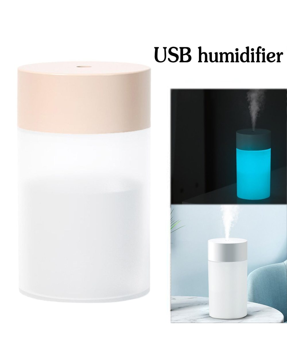260Ml Usb Ultrasonic Air Humidifier Led Lamp Mini Essential Oil Diffuser Car Purifier Aroma Anion Mist Maker With Roman front-0