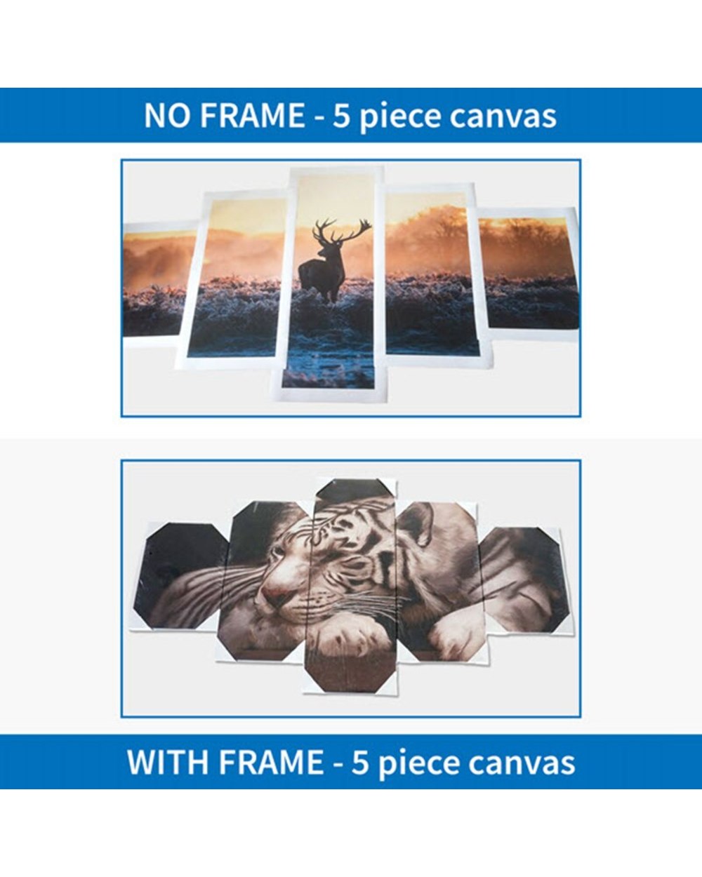 Colorful Lion Frame YGYT Picture Print Animal 5 Panel Canvas Art Wall Decor front-3