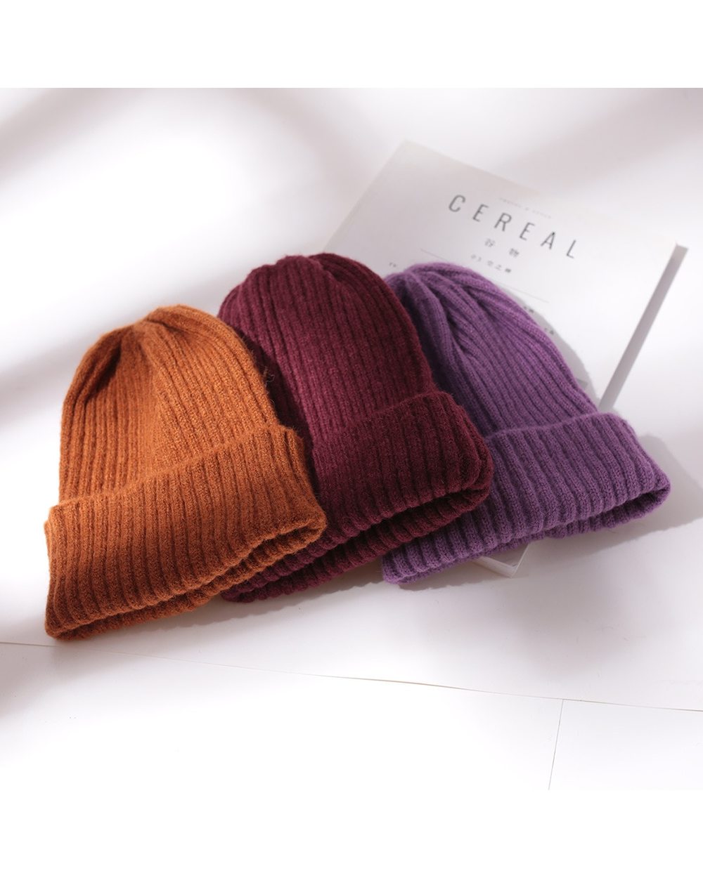 Candy Color Beanie Hat For Women Winter Hat Knitted Imitation Cashmere Skullies Warm Soft Bonnet Cap Female Hats For Gi front-2