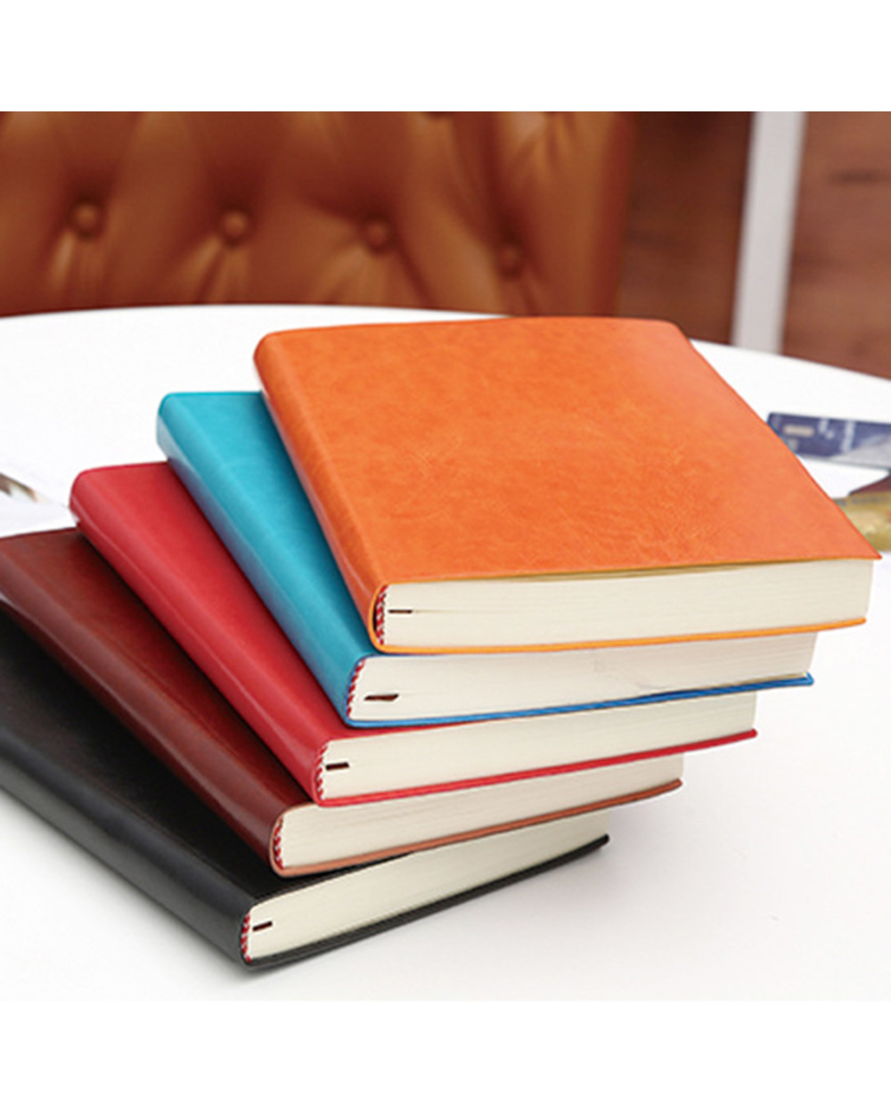 A5 A6 B5 Three Sizes 4 Styles 5 Colors Large Business Diary Leather Soft Copy Notebook Increase Thick Notebook front-0