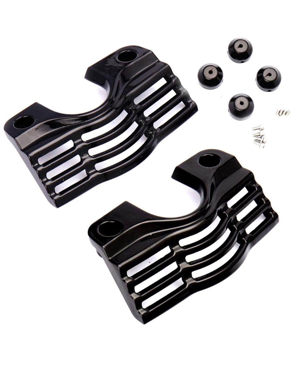 L/R Finned Slotted Head Bolt Spark Plug Covers For Harley Touring