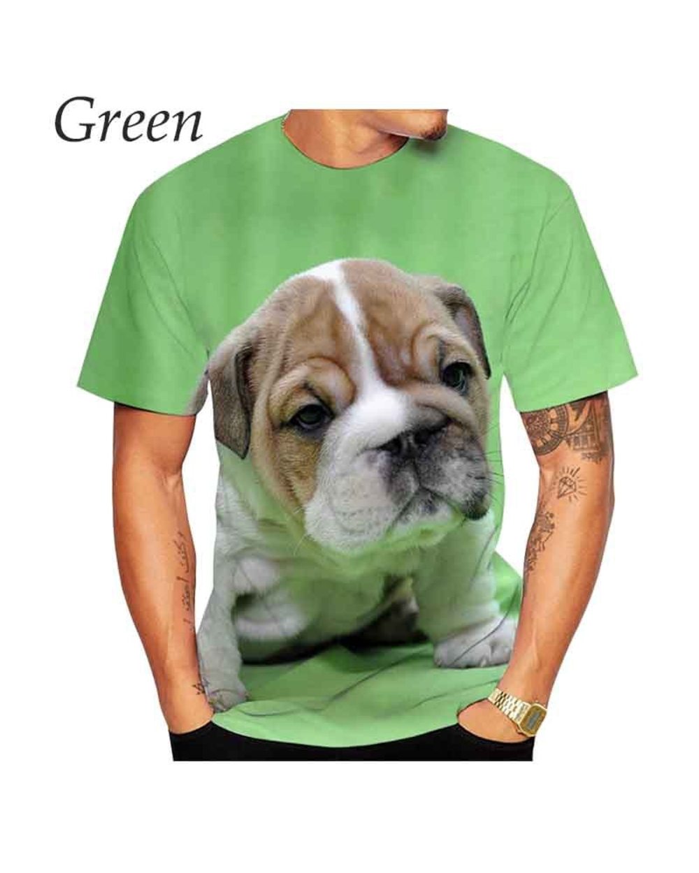 Unisex Cute Bulldog 3D Printed Cute T-shirt Fitness Short Sleeve Tops Tee front-3