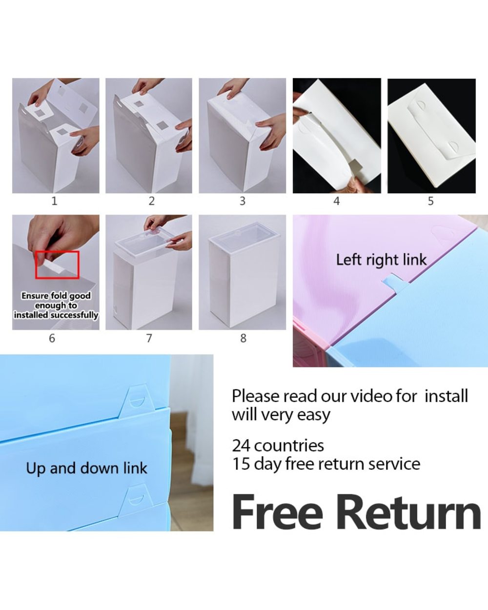 6Packs Transparent Shoe Box Organizers Cabinet front-3