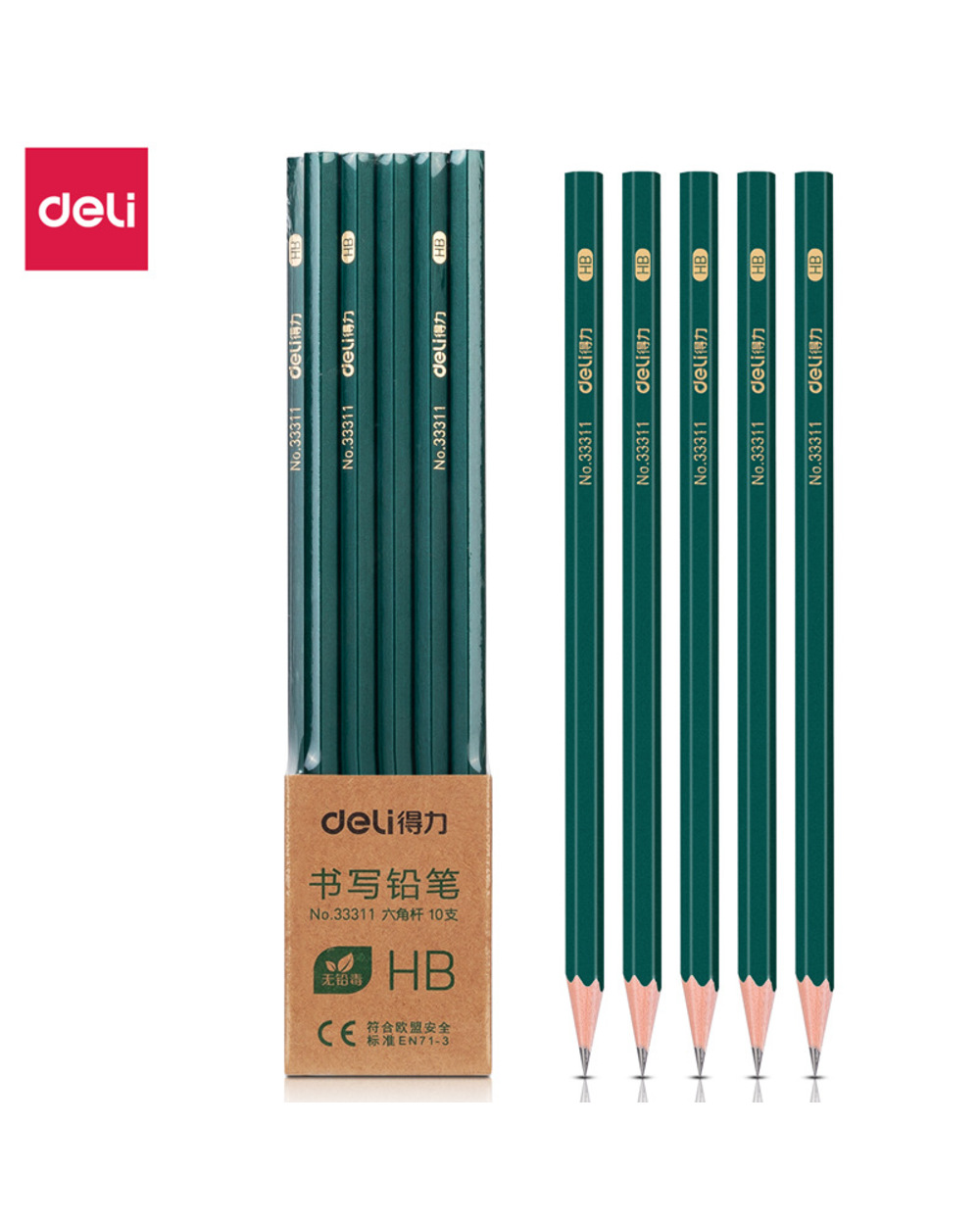 Deli 10Pc/Lot Wooden Lead Pencil 2B/Hb/2H Lapices Drawing Pencils School Student Pens Art Stationery Supplies With Shar front-0