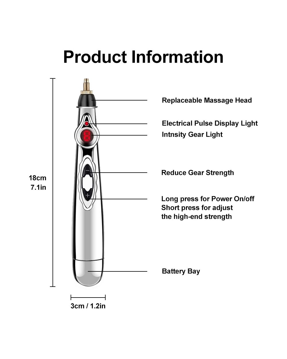 Electronic Acupuncture Pen Electric Meridians Laser Therapy Heal Massage