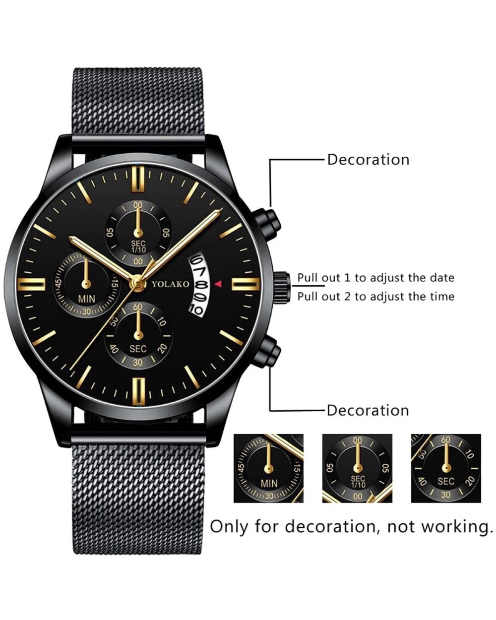 Mens Watches Luxury Men Stainless Steel front-0