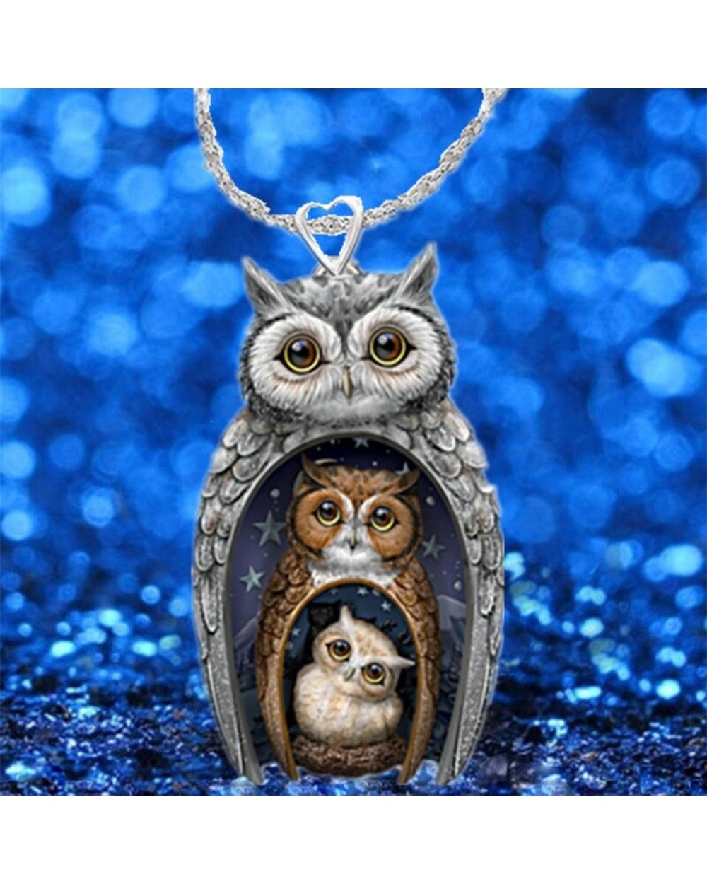 Fashion Owl Pendant Antique Silver Color Owl Elegant Lady Necklace Jewelry Accessories front-1