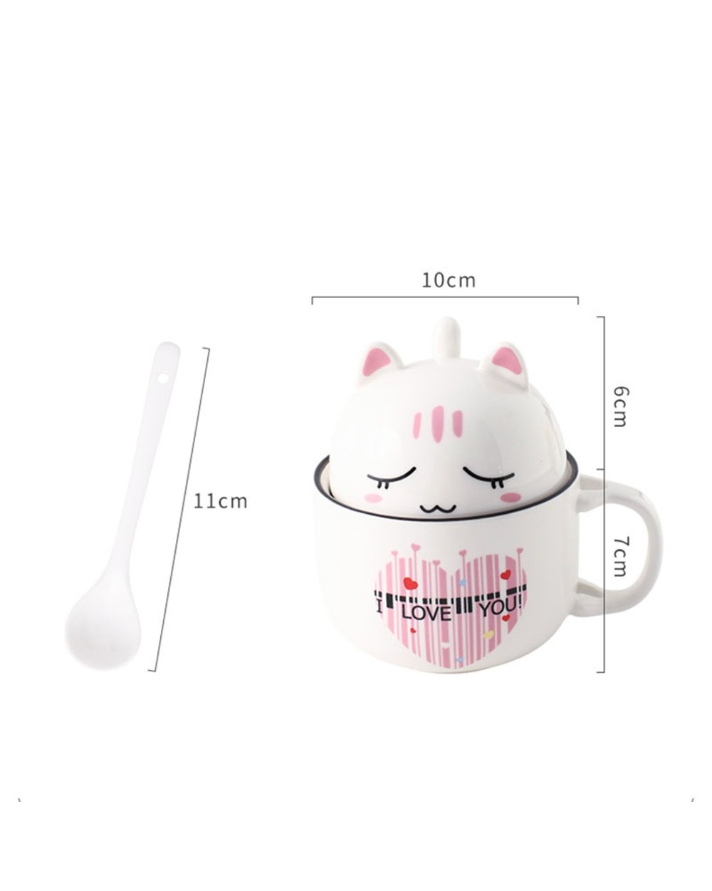 Ceramic Coffee Mugs Cute Cartoon Cat Mug With Lid Spoon Large Capacity Tea Cup Cute Animals Water Cup Couple Gift Snack front-5