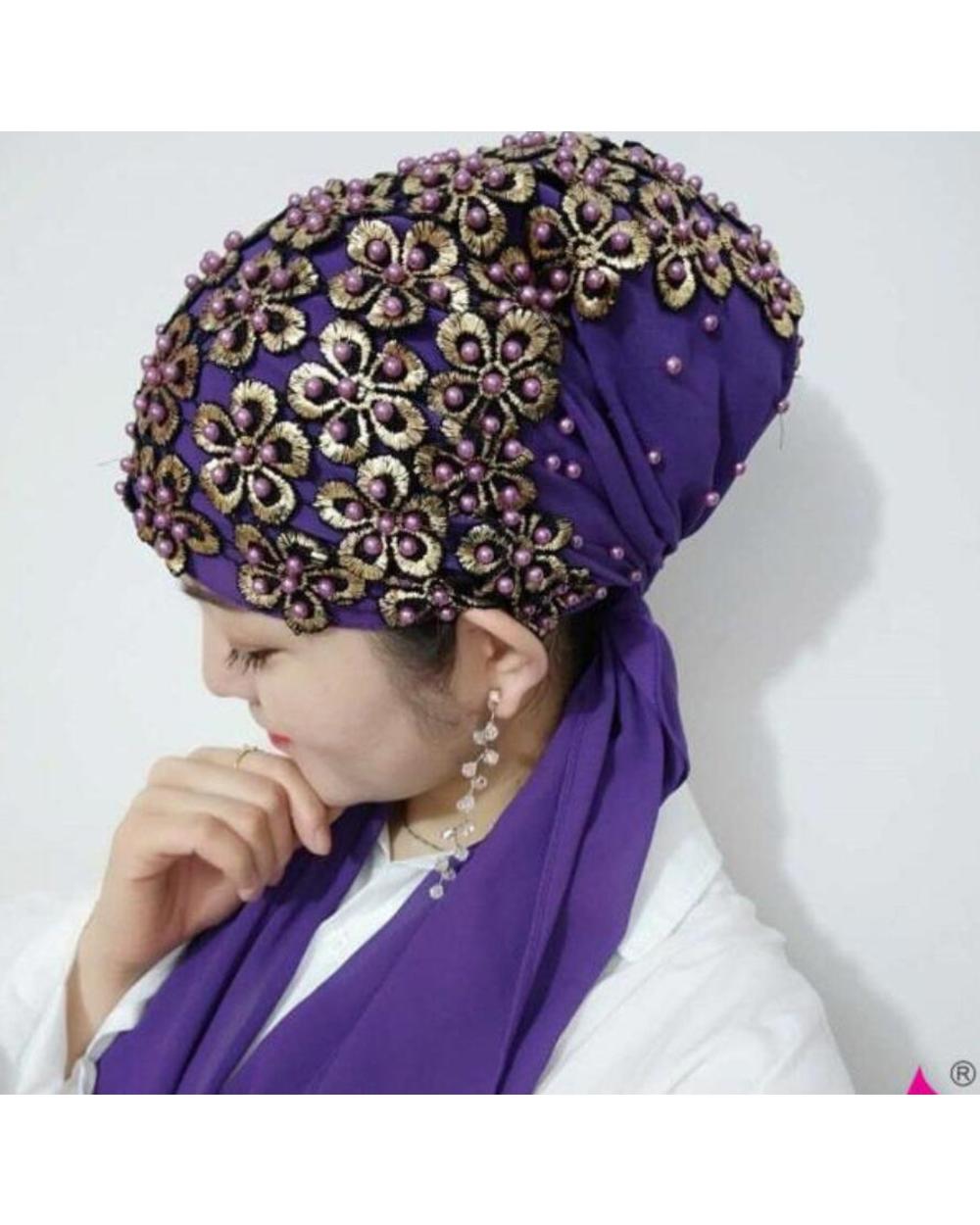 Shiny Women Beauty Floral Gold Sequin Shawl Scarf Beading Arab Islamic Wedding Fashion Hijab Chiffon Party Headscarf He front-0