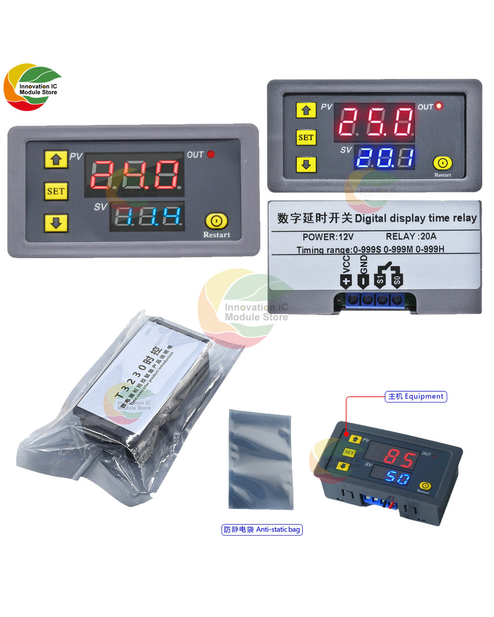 T3230 110V 220V 12V 24V Digital Time Delay Relay Led Display Cycle Timer Control Switch Adjustable Timing Relay Time De front-0