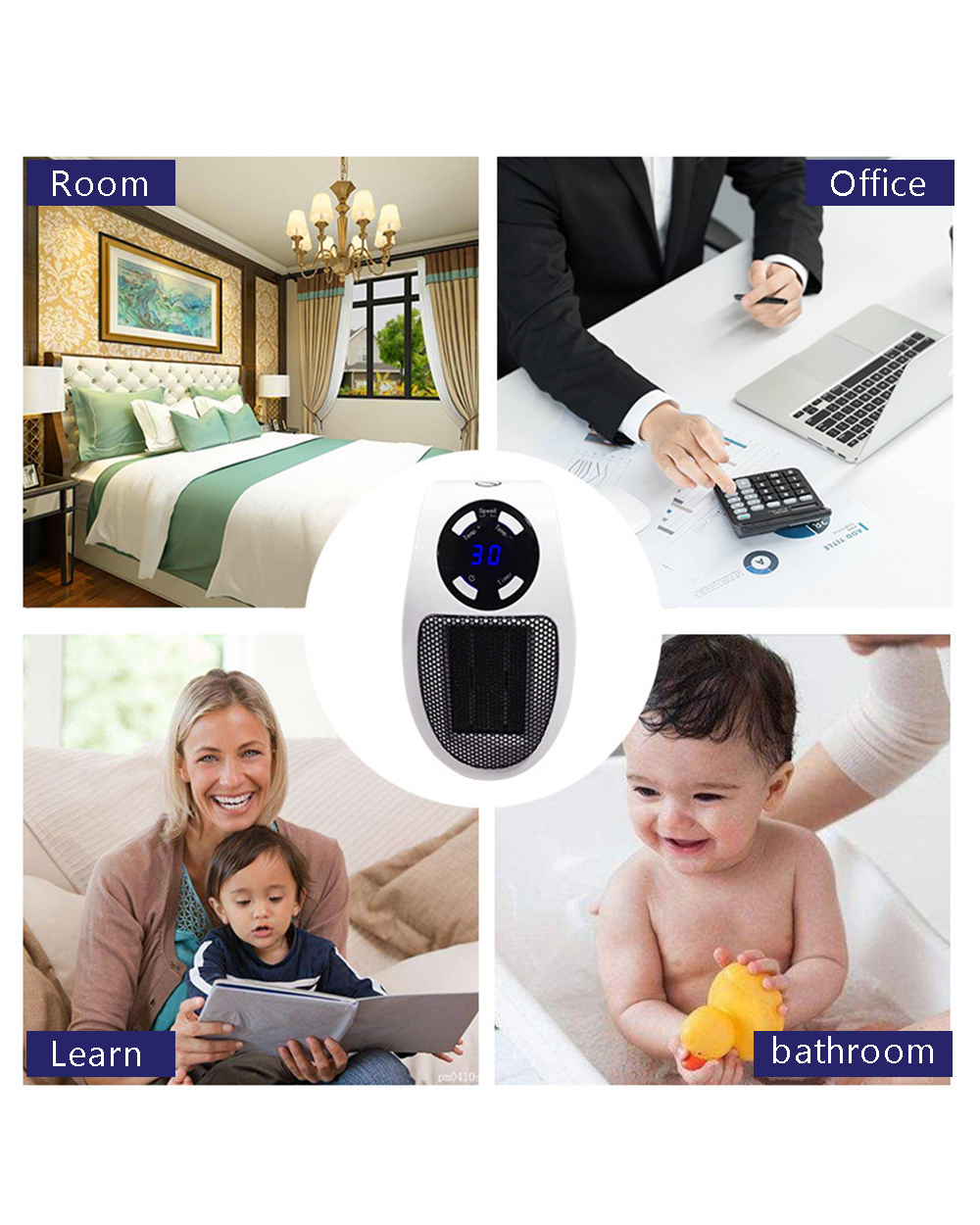 Portable Electric Heater Plug In Wall Heater Room Heating Stove Mini Household Radiator Remote Warmer Machine For Winte front-2