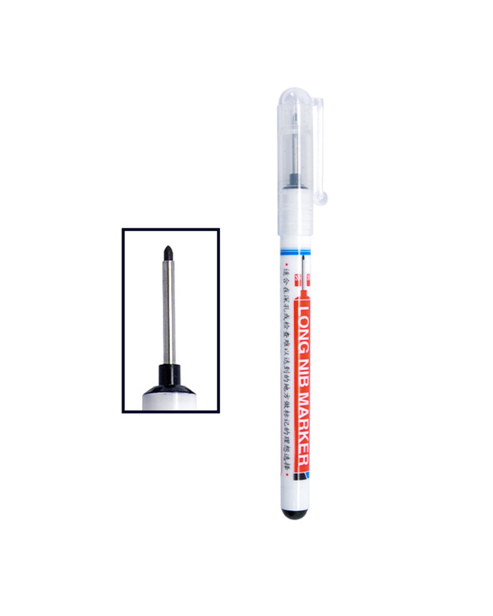 3Pcs/Set Long Heading Markers Pen Red/Black/Blue Ink For Bathroom Woodworking Decoration Multi-Purpose Deep Hole Marker front-2