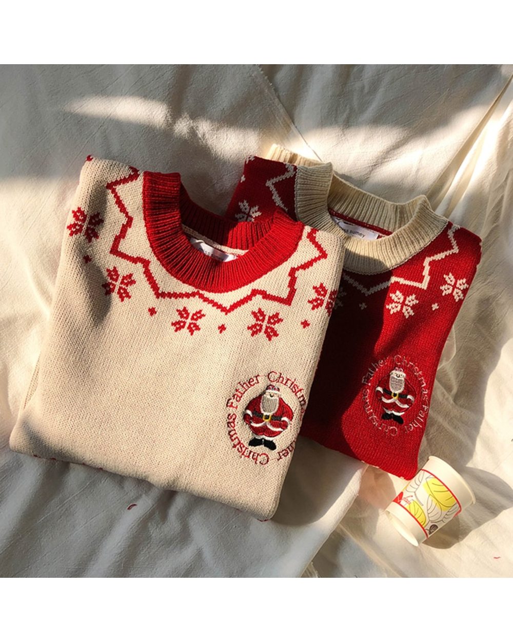 Women Fashion Christmas Red Sweater Tops Knitted Printed Long Sleeve Round Neck T Shirt Party Loose Female Clothes front-3