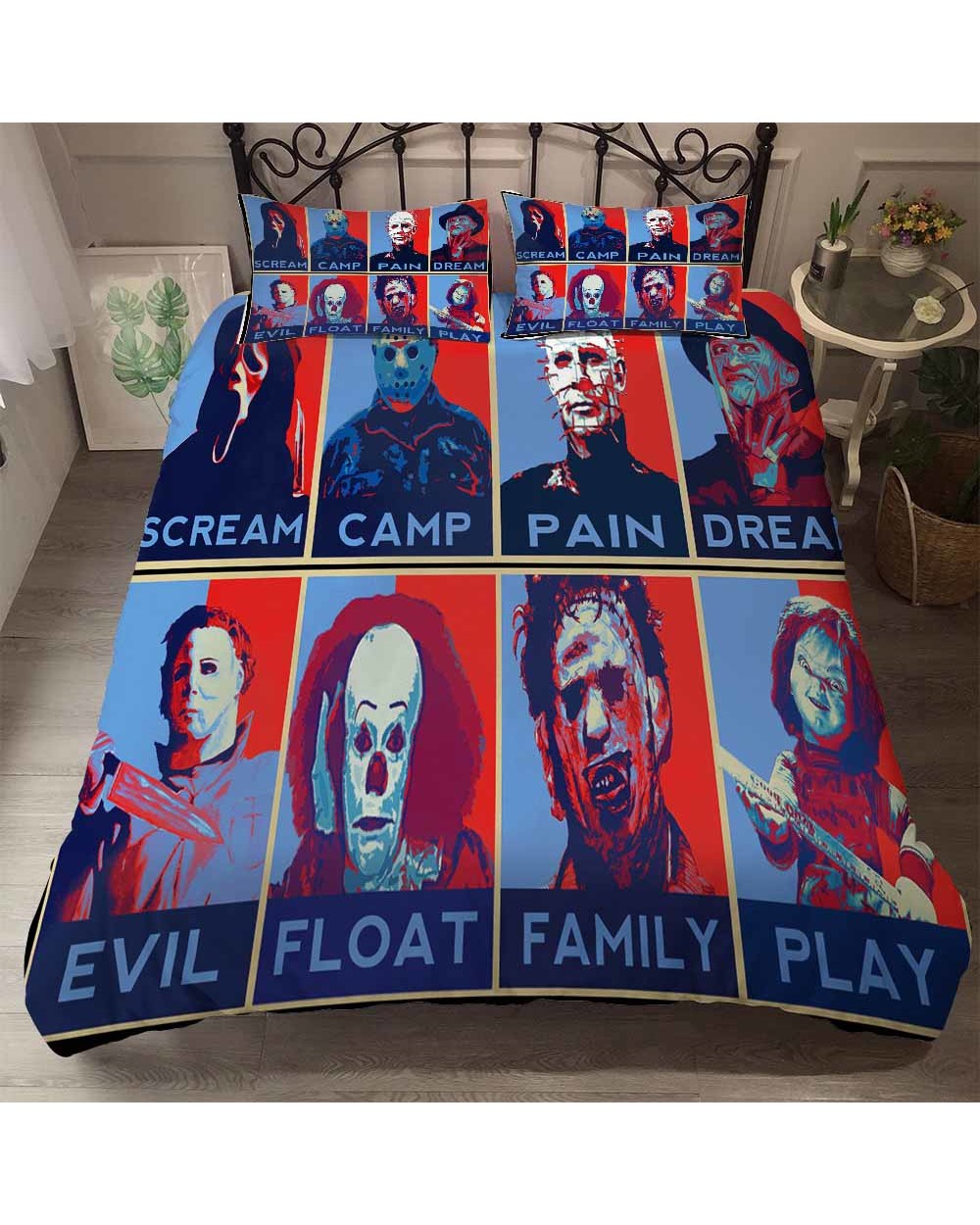 Classic Horror Character Bedding Set Queen King Twin Bed Double Size Down Quilt Set Movie Bedding Linen Set front-1