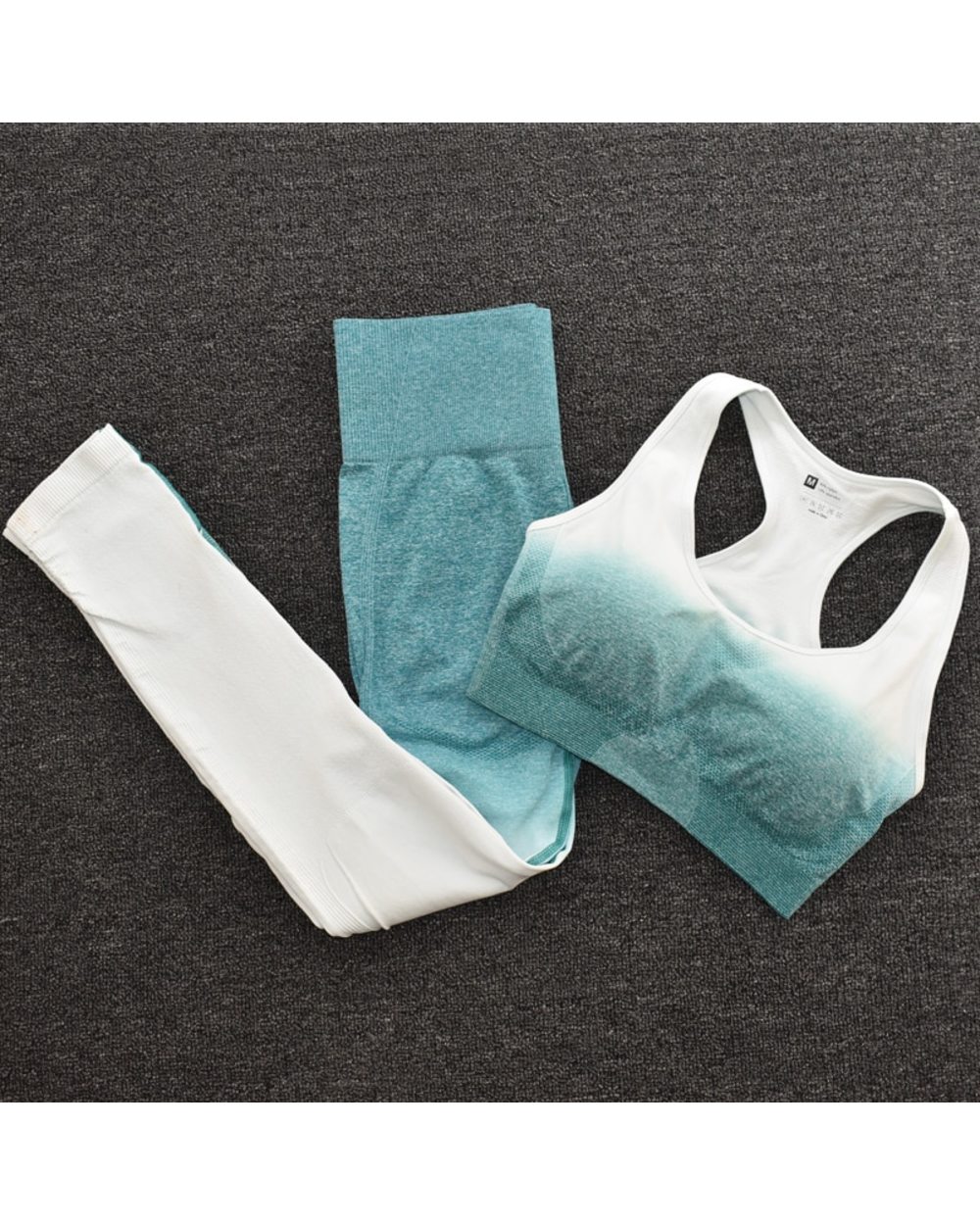 Long Sleeve Yoga Pant Set Ombre Women Yoga Set Sports Gym Clothing Fitness Workout Sports Suit front-2
