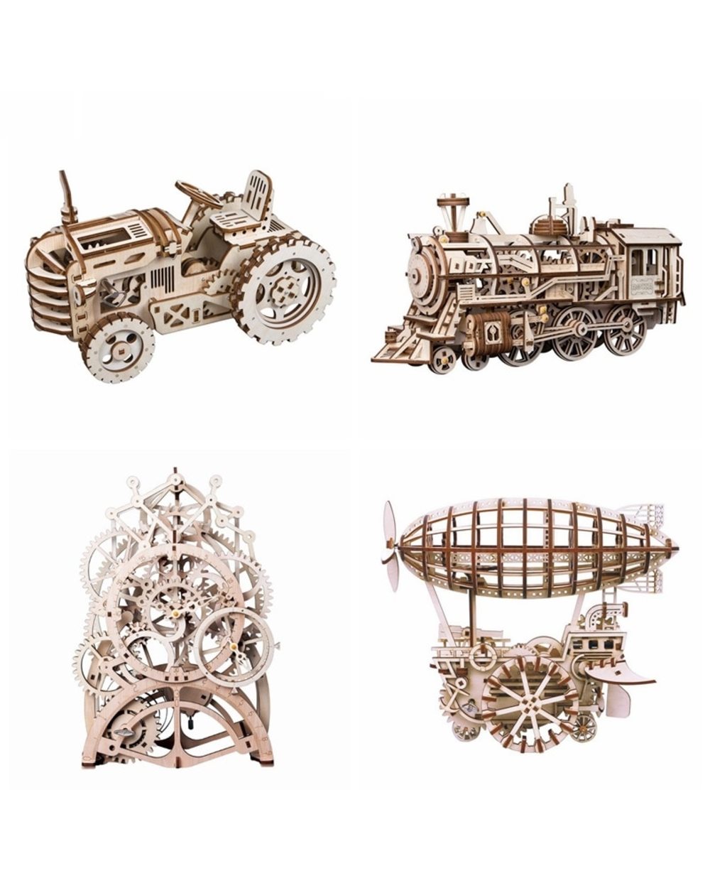 4 Kinds DIY Laser Cutting 3D Mechanical Model Wooden Model Building Block Kits Assembly Toy Gift for Children Adult front-0
