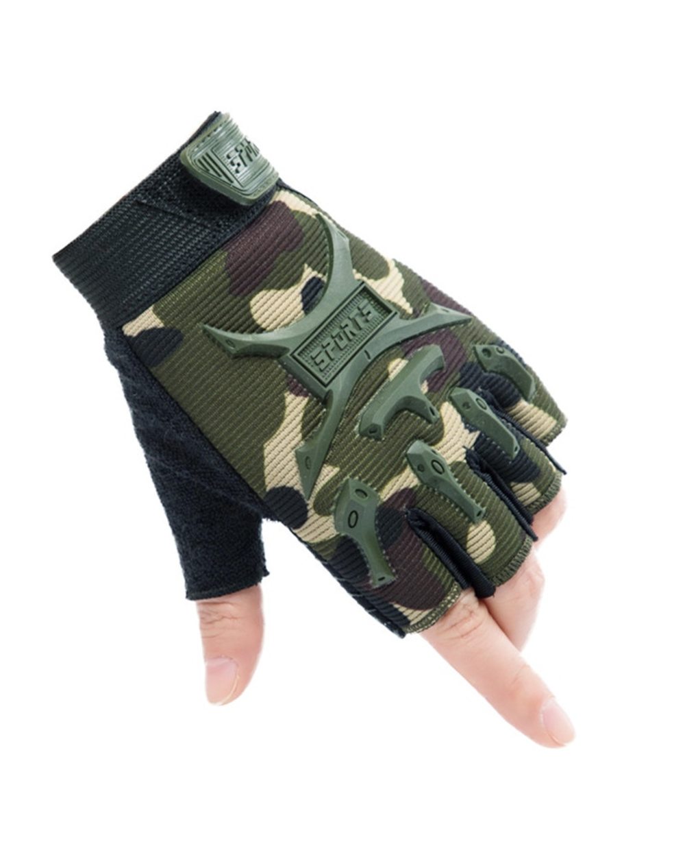 4-14 Years Old Kids Tactical Fingerless Gloves Army Military Camo Anti-Skid Mittens Half Finger Boys Children Sports Cy front-5