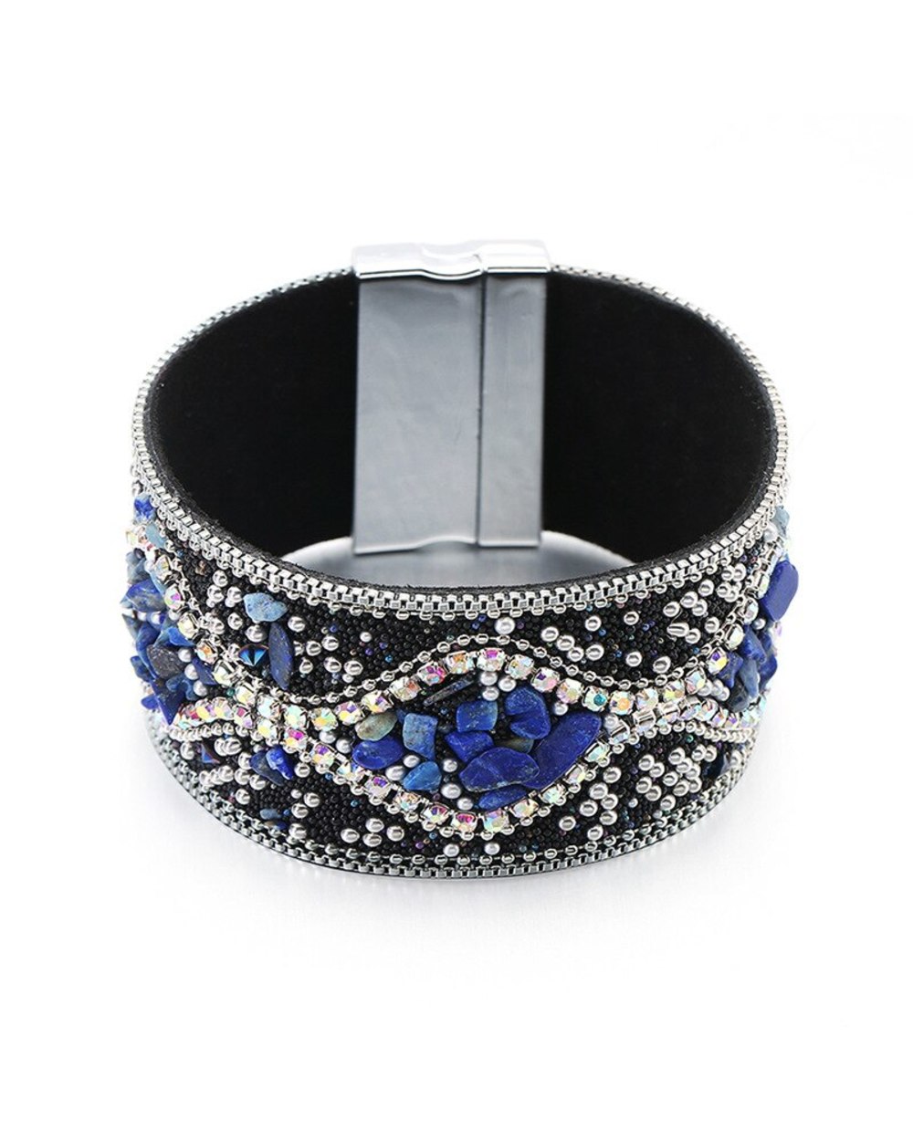 Women's Bracelet Punk Style Full Rhinestone Handmade Beading Personality Charm Female Bangle Cuff Jewelry Woman front-2