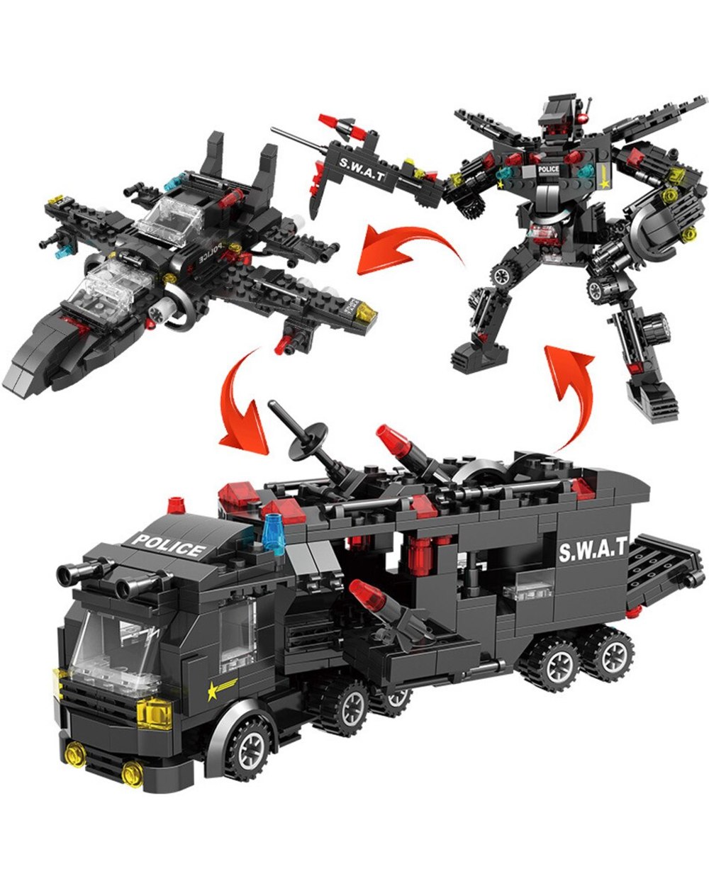 City Police Station Car Building Blocks SWAT Military Police Robot figures Bricks Sets Education Toys for Children Kids front-5