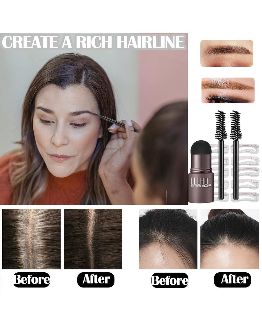 Eyebrow Shaping Kit Stamp Eyebrow Pencil And 5 Pairs Brow Stencils Kit Pen Cosmetics Waterproof Natural Color Eye Makeu front-4