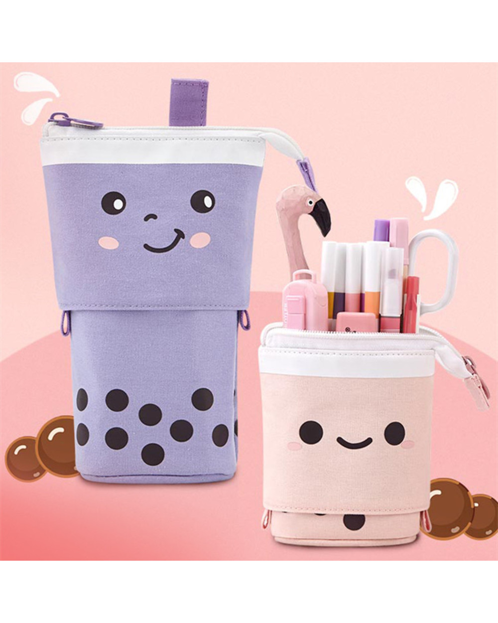 Creative Retractable Pencil Case School Stationery Storage Bag Wave Point Kawaii Pen Case Cute Pen Holder Gifts For Kid front-1