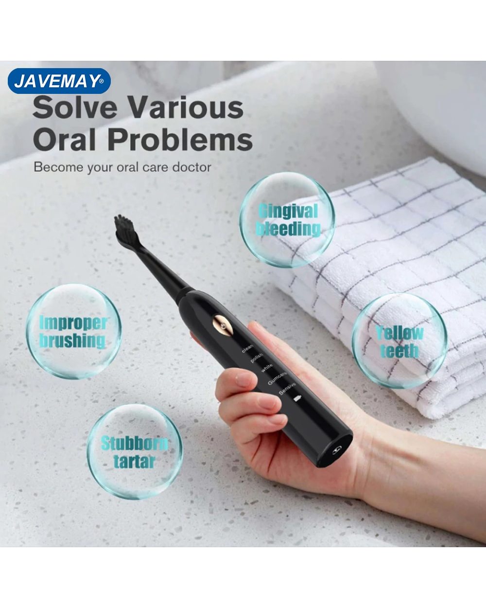 Ultrasonic Automatic Toothbrush Easy Cleaning Ipx7 Waterproof Smart Mouth Cleaning Timer Couple Household Whitening Jav front-0