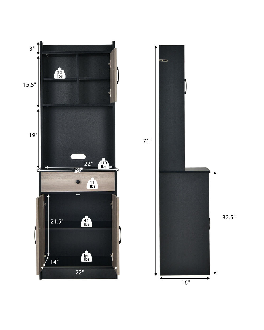 Kitchen Buffet Pantry Storage Cabinet Shelf front-5