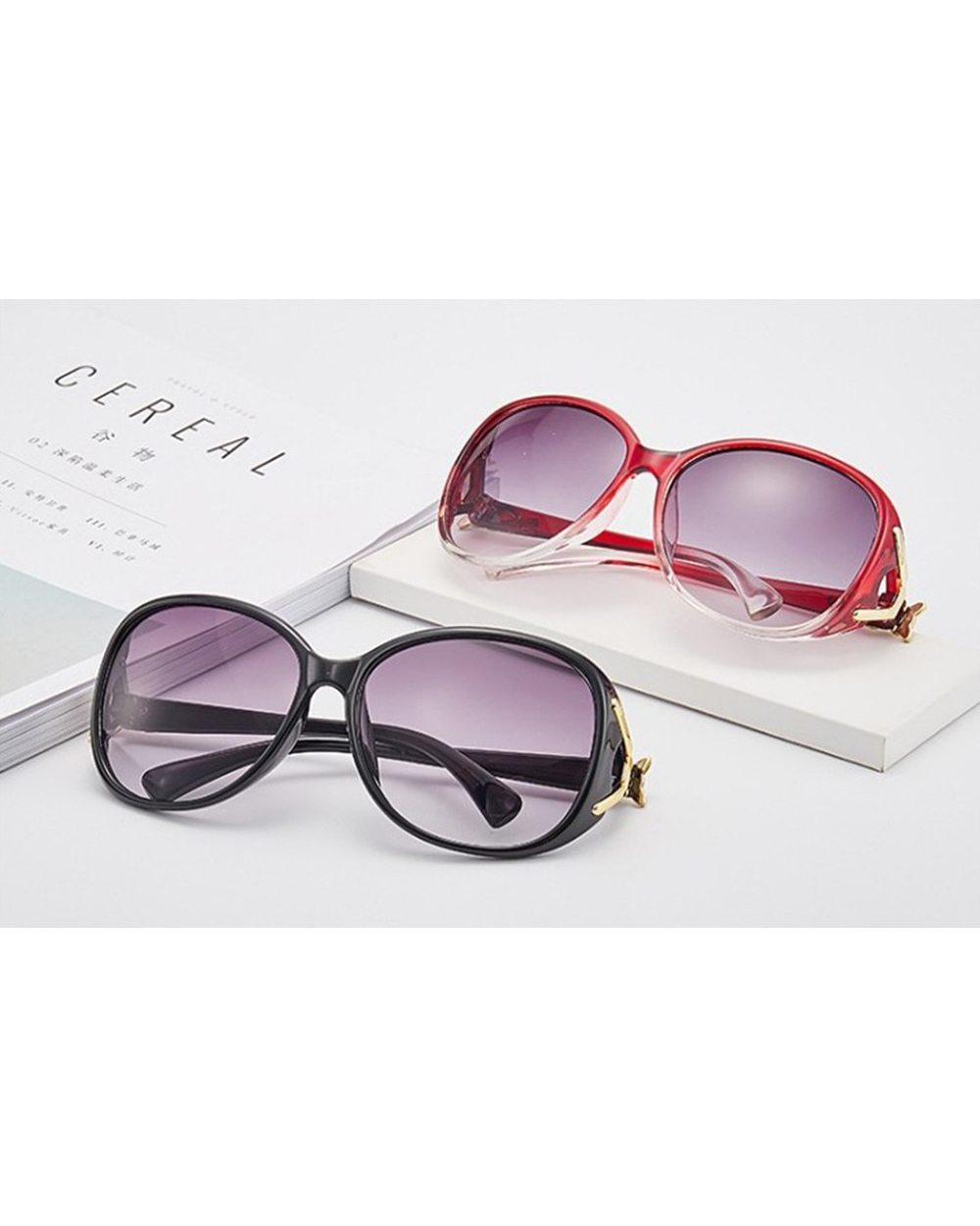 Sunglasses Ladies Anti-Ultraviolet Jade Crystal Texture Sun Glasses Gradient Black Outdoor Sunglasses Oculos Sol Femini front-2